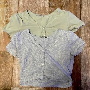 One gray and one light green crop tops from papaya size small